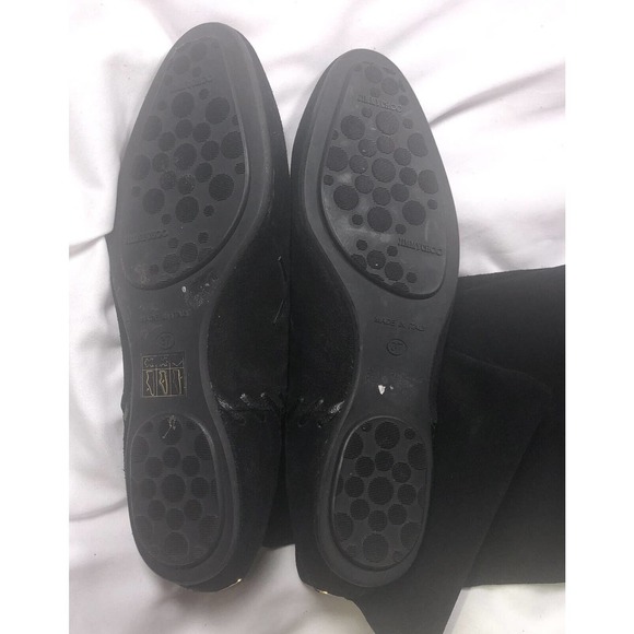 Jimmy Choo Whitby Black Waxed Suede Flat Knee Over Knee Boots Size EU 37 US 7 - Picture 10 of 11